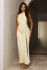 Like A Trendsetter Halter Maxi Dress Lemon