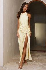 Like A Trendsetter Halter Maxi Dress Lemon