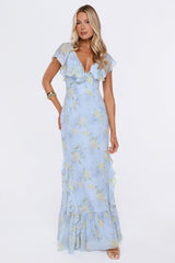 Romantic Bloom Maxi Dress Blue