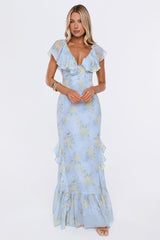 Romantic Bloom Maxi Dress Blue