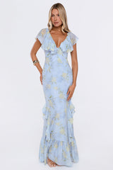 Romantic Bloom Maxi Dress Blue