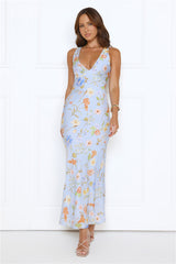 Sunset Petals Maxi Dress Blue