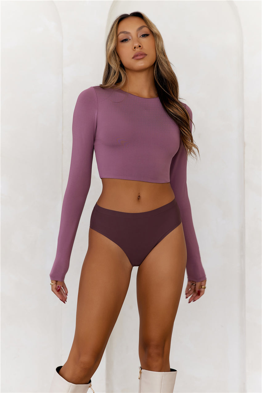 BASE Errands All Day Long Sleeve Crop Top Soft Mauve