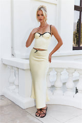 Enchanting Muse Satin Crop Top Yellow