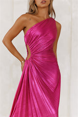 Sapphire Soirée One Shoulder Maxi Dress Fuchsia