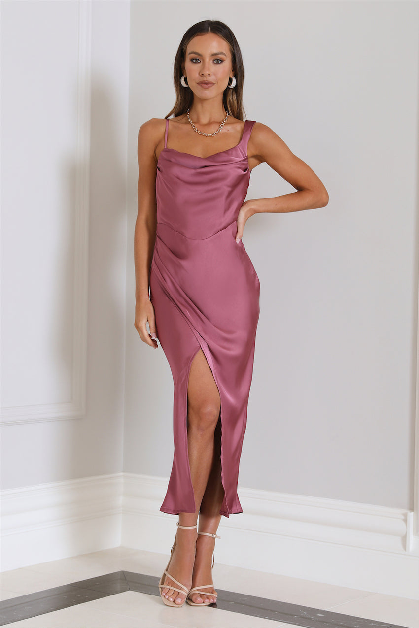 Gorg Approved Satin Midi Dress Dusty Pink