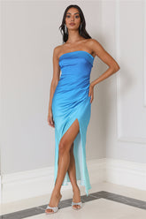 Flowy Glam Midi Dress Blue