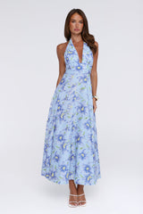 Doll Season Halter Maxi Dress Blue