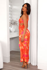 Beach Vibe One Shoulder Satin Maxi Dress Orange