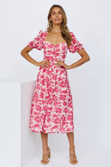 SEVEN WONDERS Stevie Midi Dress Pink Floral