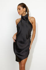 Dream Gal Satin Mini Dress Black