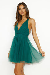 Twirl In Love Tulle Mini Dress Forest Green