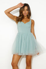 Dream Tulle Mini Dress Sage