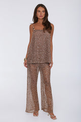 Romance Society Sequin Knit Set Tan