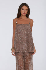 Romance Society Sequin Knit Set Tan