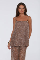 Romance Society Sequin Knit Set Tan