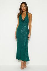 Shine Your Soul Sequin Maxi Dress Forest Green