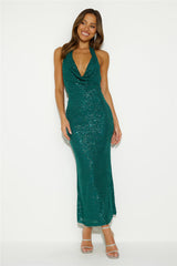 Shine Your Soul Sequin Maxi Dress Forest Green