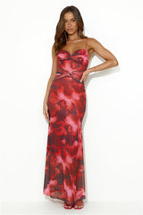 Design Worthy Mesh Maxi Dress Red