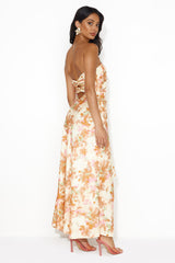 Girl Into Fashion Strapless Satin Maxi Dress Yellow
