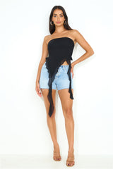 New York Trends Strapless Mesh Frill Top Black