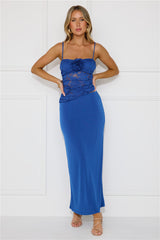 Stylish Luxury Lace Maxi Dress Blue