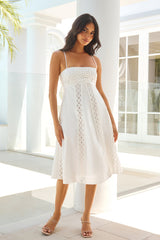 Fresh Beginnings Embroidered Midi Dress White