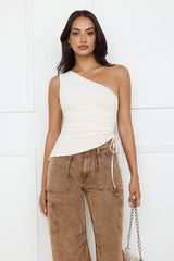 Lovergirl Luxe One Shoulder Top Beige