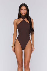Twilight Spritz Halter Bodysuit Chocolate