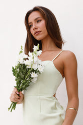 Made To Impress Satin Midi Dress Lime