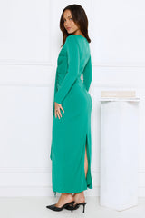 Golden Mirage Long Sleeve Maxi Dress Green
