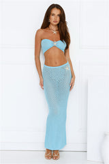 Moonlit Shores Crochet Midi Skirt Aqua