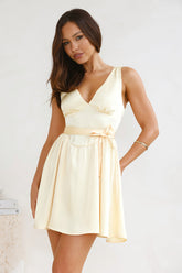 Raindrops Satin Mini Dress Yellow