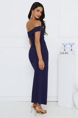 Isolde Off Shoulder Maxi Dress Navy
