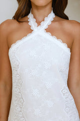 Vintage Valentine Lace Halter Mini Dress White