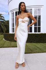 Curious Heart Satin Maxi Dress Cream