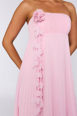 Dreamcatcher Edit Strapless Pleated Maxi Dress Pink