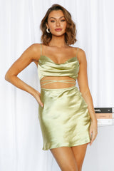 Wined Out Satin Dress Green