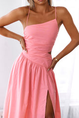 Walks By The Sunrise Maxi Dress Coral