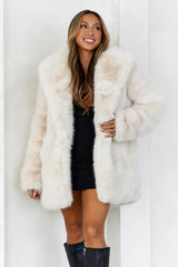 South Pole Faux Fur Coat Beige