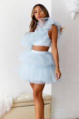 VIP Access Tulle Mini Skirt Blue