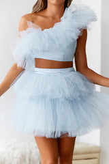 VIP Access Tulle Mini Skirt Blue