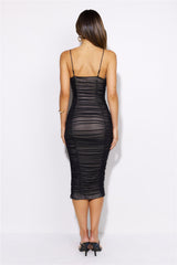 Her Era Mesh Midi Dress Black