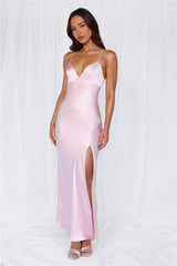 The Sophia Satin Maxi Dress Pink