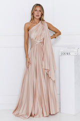 Evening Of Distinction One Shoulder Satin Maxi Dress Champagne