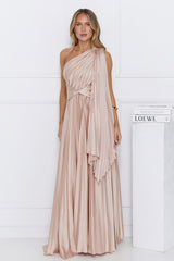 Evening Of Distinction One Shoulder Satin Maxi Dress Champagne