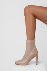 Winter Spotlight Sock Ankle Boots Nude PU