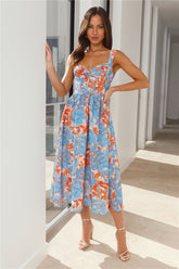 Magic In The Air Midi Dress Blue