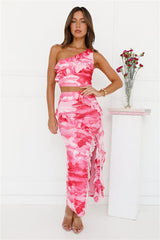 Love Scale Mesh Frill Crop Top Pink