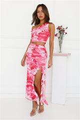 Love Scale Mesh Frill Crop Top Pink